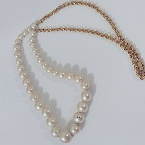 Faux Pearl Necklace with Gold Accents